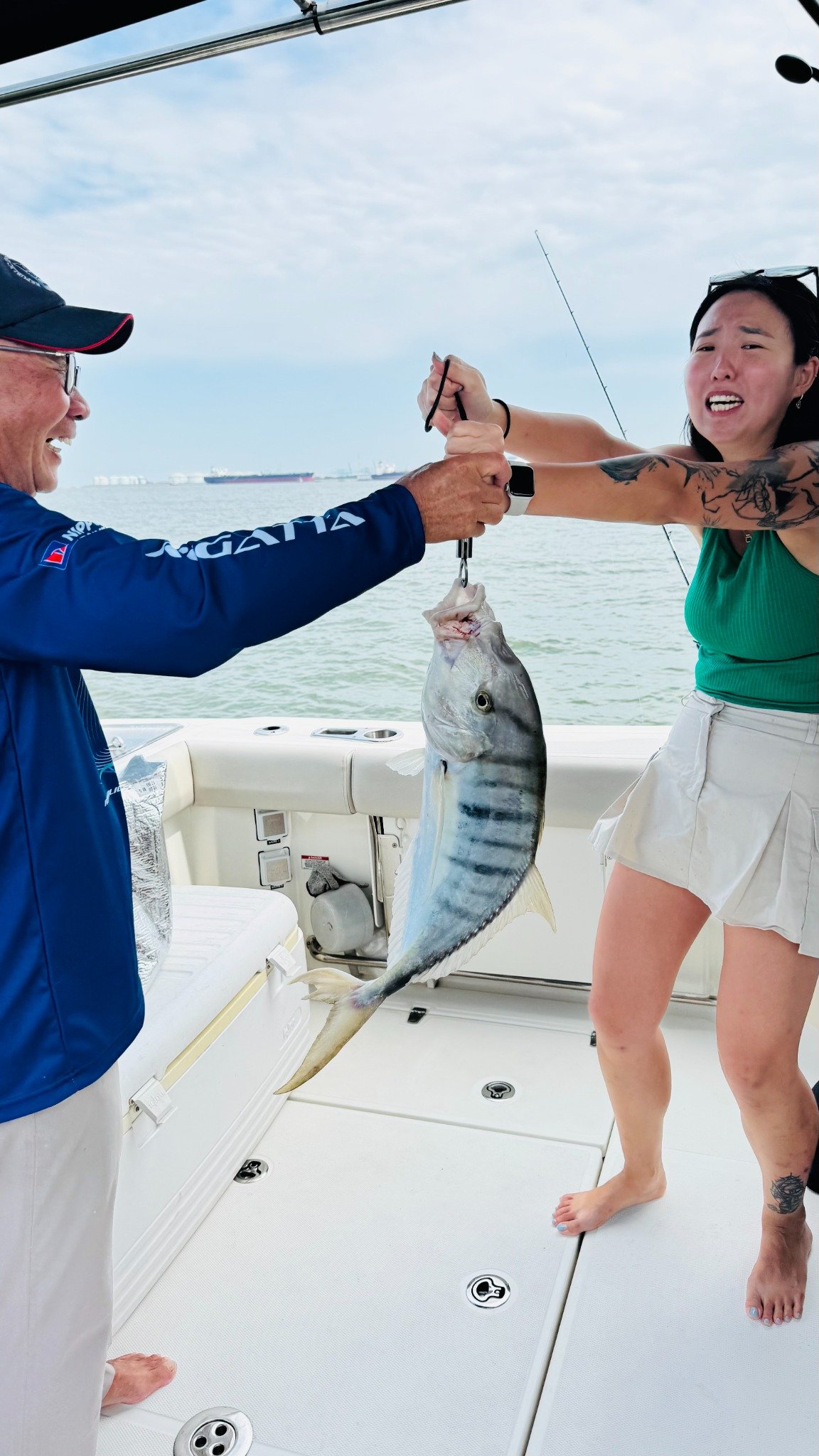 A big fish caught on board DELIGHT in Singapore
